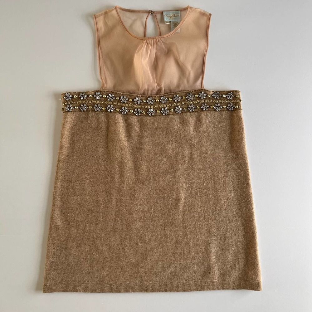 Tracy Reese New York Size Medium Wool Embellished Beaded Mesh Sleeveless Top